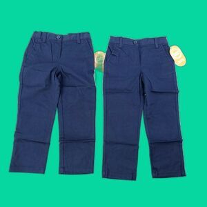 2 Wonder Nation Girls Pants 3T Toddler Blue Flat Front School Uniforms Bundle